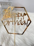 HAPPY BIRTHDAY toper zlatý lesk HAPPY BIRTHDAY toper zlatý lesk