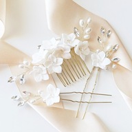 Kvetinová svadobná dekorácia do vlasov barrette hrebeňová súprava v boho štýle Kvetinová svadobná dekorácia do vlasov barrette hrebeňová súprava v boho štýle