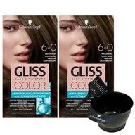 Farba na vlasy Gliss Color 6-0 Natural Light Brown x2 + miska na kefu Farba na vlasy Gliss Color 6-0 Natural Light Brown x2 + miska na kefu