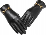 Dámske kožené rukavice čierne, ZLATÉ HODINY