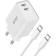 Nabíjačka telefónu, 2x USB-C Tech-Protect PD, 35W + USB-C kábel Nabíjačka telefónu, 2x USB-C Tech-Protect PD, 35W + USB-C kábel