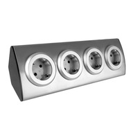 Nábytková zásuvka 4x250V AC INOX schuko Nábytková zásuvka 4x250V AC INOX schuko