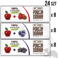 DOBRÁ PORCIA OVOCNÉ SNACKY listy JAHODA BLACKBERRY SLIVKA 24 ks 0,38 kg