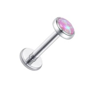PIERCING Náušnica Silver Labret s ružovým opálom Titanium LOBE Helix 1,2/8/4 PIERCING Náušnica Silver Labret s ružovým opálom Titanium LOBE Helix 1,2/8/4