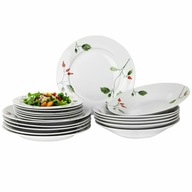 Večera pre 6 osôb, súprava porcelánových tanierov, 18 kusov, Divoká ruža Večera pre 6 osôb, súprava porcelánových tanierov, 18 kusov, Divoká ruža