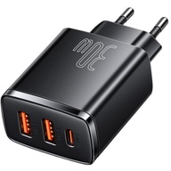 Baseus Kompaktná nástenná nabíjačka 2xUSB 1xUSB C 30W 3A PD čierna CCXJ-E01 Baseus Kompaktná nástenná nabíjačka 2xUSB 1xUSB C 30W 3A PD čierna CCXJ-E01