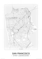 Čiernobiela mapa San Francisca Plagát 50x70 cm Čiernobiela mapa San Francisca Plagát 50x70 cm