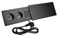 Nábytková zásuvka zapustená do stolovej predlžovačky 2xUSB 18W 230V čierna Nábytková zásuvka zapustená do stolovej predlžovačky 2xUSB 18W 230V čierna