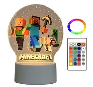 MINECRAFT 3D USB nočná lampa 16 farieb LED darček MINECRAFT 3D USB nočná lampa 16 farieb LED darček