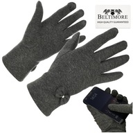 Dámske rukavice, šedý fleece dotyk, medvedík BELTIMORE