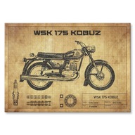 Plagát darček plechová skica motorový motocykel WSK k narodeninám, meninám, sviatku Plagát darček plechová skica motorový motocykel WSK k narodeninám, meninám, sviatku