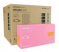Ružové nitrilové rukavice bez púdru 100ks XS x10