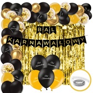 Súprava Balóniky Dekorácie Banner KARNEVALOVÝ PLES Záclonový karneval Súprava Balóniky Dekorácie Banner KARNEVALOVÝ PLES Záclonový karneval