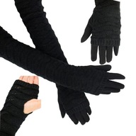 Dlhé čierne zateplené rukavice + palčiaky L/XL Dlhé čierne zateplené rukavice + palčiaky L/XL