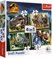 PUZZLE 4V1 NEBEZPEČNÉ DINOSAURY JURSKÝ SVET DINO 4+ PUZZLE 4V1 NEBEZPEČNÉ DINOSAURY JURSKÝ SVET DINO 4+