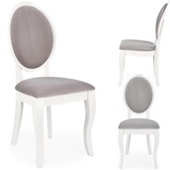 Biela VELO šedá drevená stolička do obývačky