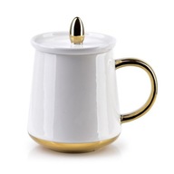 PORCELÁNOVÝ HRNČEK S POKRČKOM 380ML BIELY A ZLATÝ PORCELÁNOVÝ HRNČEK S POKRČKOM 380ML BIELY A ZLATÝ