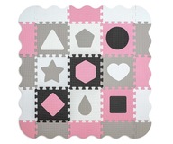 PUZZLE JOLLY FOAM MAT 3x3 TVARY - RUŽOVÁ ŠEDÁ