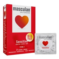 Masculan Sensitive klasické kondómy PREMIUM SET 21 ks.