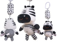 Kontrastný prívesok so senzorickou hrkálkou Zebra