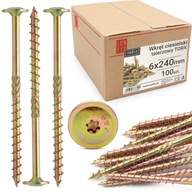 Skrutky tesárske 6x240 TORX podložka hlava 100ks Skrutky tesárske 6x240 TORX podložka hlava 100ks