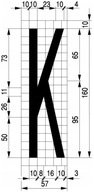 Šablóna na cestu 160 cm, písmeno K, hrúbka materiálu 1 mm
