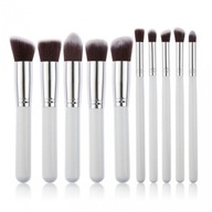 Sada 10 ks štetcov na make-up bielo - strieborná P Sada 10 ks štetcov na make-up bielo - strieborná P