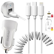 DADAO nabíjačka do auta 2x USB + 1m kábel 3v1 2,4A TYP-C Micro USB