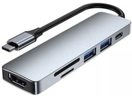 HUB USB-C HDMI 4k USB 3.0 SD PD napájanie 60W
