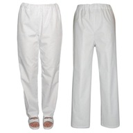 Bavlnené kuchárske nohavice s gumičkou, biele S