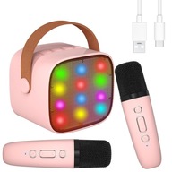 BEZDRÔTOVÝ BLUETOOTH KARAOKE REPRODUKTOR LED RUŽOVÁ SADA + 2 MIKROFÓNY BEZDRÔTOVÝ BLUETOOTH KARAOKE REPRODUKTOR LED RUŽOVÁ SADA + 2 MIKROFÓNY