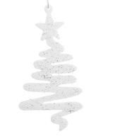 PRÍVESOK Ozdoba na vianočný stromček, biele trblietky, 6 ks