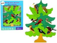Drevené stromové lesné vtáky DIY drevené kocky 3D puzzle Drevené stromové lesné vtáky DIY drevené kocky 3D puzzle