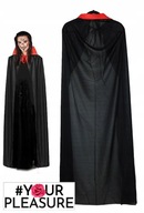 Čierny halloweensky upírsky plášť s golierom diabolského kúzelníka 145 cm