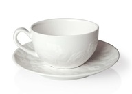 Biela porcelánová šálka s podšálkou Ruža Kvety ruže 270 ml Biela porcelánová šálka s podšálkou Ruža Kvety ruže 270 ml