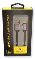 USB kábel - USB-C, textilný oplet 1,8m, čierny