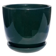 KERAMICKÝ KVETINÁČ ZELENÝ LESK PRIEMER 14 CM VÝŠKA 12 CM STOJAN KERAMICKÝ KVETINÁČ ZELENÝ LESK PRIEMER 14 CM VÝŠKA 12 CM STOJAN