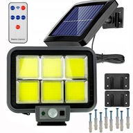 SOLAR LAMPA 120 LED COB SO SNÍMAČOM POHYBU SÚMRAK + DIAĽKOVÝ PANEL