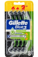 Holiaci strojček GILLETTE Blue3 Sensitive 6+2 ks Holiaci strojček GILLETTE Blue3 Sensitive 6+2 ks