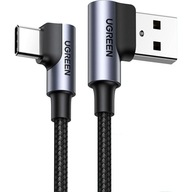 Ugreen USB-A USB-C uhlový kábel, QC 3.0 opletený kábel 3m Ugreen USB-A USB-C uhlový kábel, QC 3.0 opletený kábel 3m