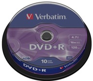 DVD+R Verbatim 16x 4,7 GB Torta 10 ks.