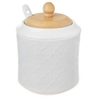 PORCELÁNOVÁ MISKA NA CUKOR BIELA MISKA NA CUKOR S LYŽIČKOU KERAMICKÉ viečko PORCELÁNOVÁ MISKA NA CUKOR BIELA MISKA NA CUKOR S LYŽIČKOU KERAMICKÉ viečko