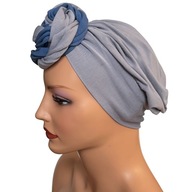Turban Sejla sivý 116, volánová šatka bez vzoru, aj po chemoterapii
