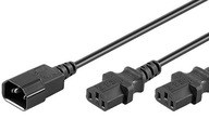 MicroConnect predlžovací split kábel C14 - 2 x C13, MicroConnect predlžovací split kábel C14 - 2 x C13,