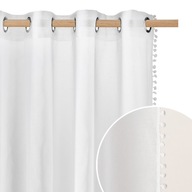 Hotové závesy Bambuľky 140x280 Závesy do obývačky s očkami Malia White Hotové závesy Bambuľky 140x280 Závesy do obývačky s očkami Malia White