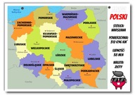 Farebná tabuľa, tabuľa, mapa Poľska, Poľska, A4 Farebná tabuľa, tabuľa, mapa Poľska, Poľska, A4