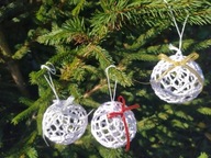 Háčkovaná ozdoba na vianočný stromček, biela, cca 6,5 ​​cm