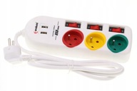 PREdlžovací pásik 3 ZÁSUVKY + 2X USB 1,5M PREdlžovací pásik 3 ZÁSUVKY + 2X USB 1,5M