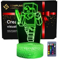3D LED USB nočná lampa + diaľkové ovládanie Minecraft Game