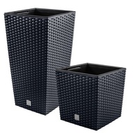 2x črepník tmavý ratan + vložka - 32cm a 50cm 2x črepník tmavý ratan + vložka - 32cm a 50cm